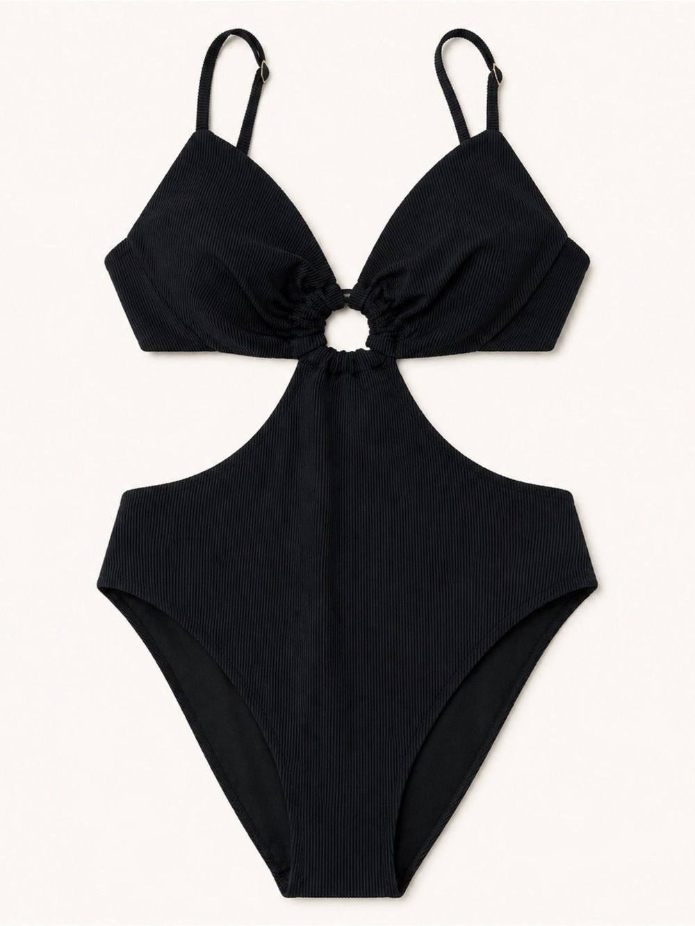 NWT Beach Riot Black Ribbed Cutout One-Piece Swimsuit XL